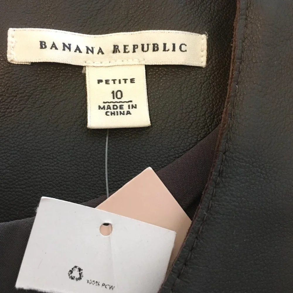 BANANA REPUBLIC Chocolate Brown Leather Dress  NEW! - Picture 9 of 11